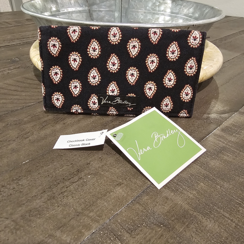 Vera Bradley Classic Black Checkbook Cover (Retired Fall 2006) NWT  7 X 4